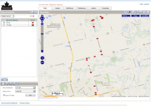 Vehicle GPS tracking map