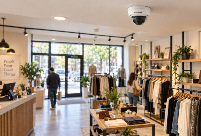 Security camera installed in retail store